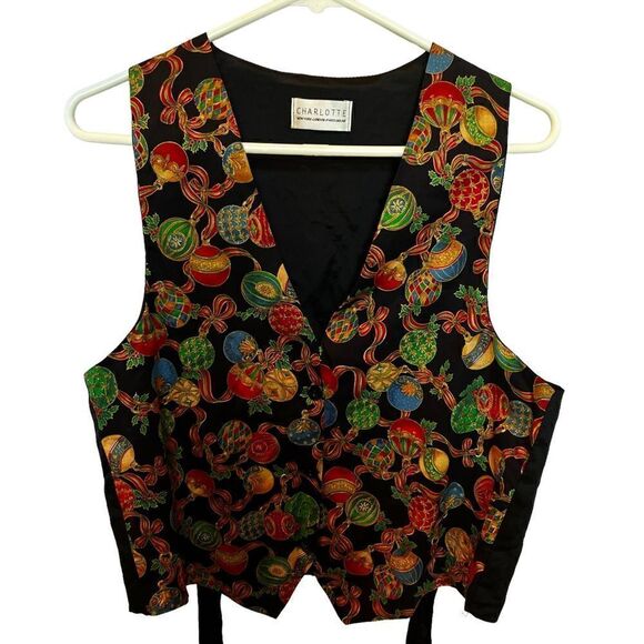 Charlotte Vintage women's light weight vest Holiday black/multi one size - Picture 1 of 8